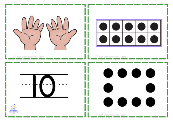 subitizing flashcards numbers 1-20